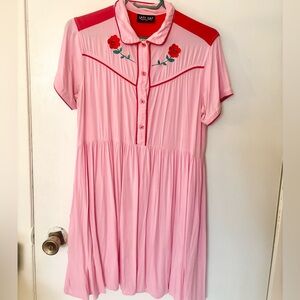 Lazy Oaf rare Western Rose dress - pink pony club embroidered cowgirl cute
